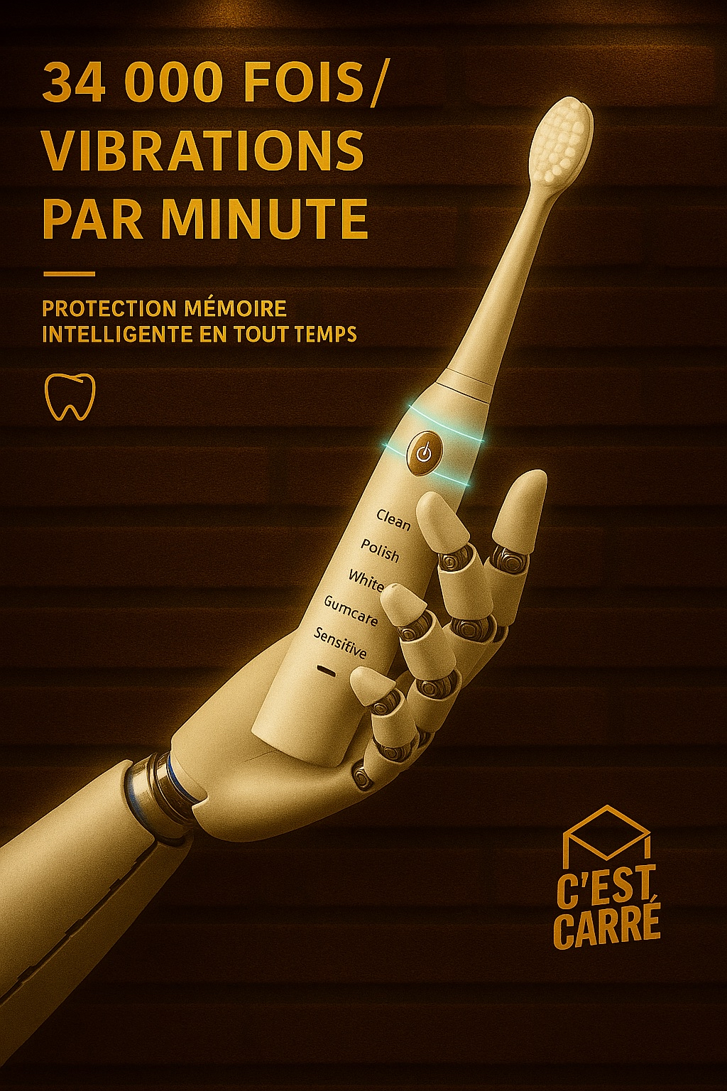Brosse à Dents Électrique Premium – 5 Modes | Étanche IPX7