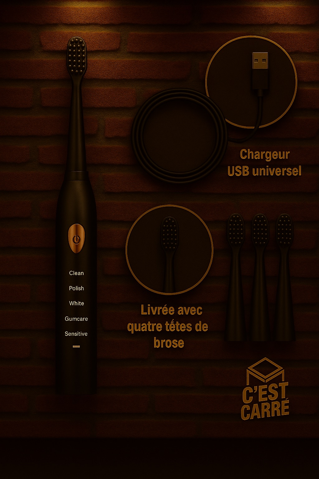 Brosse à Dents Électrique Premium – 5 Modes | Étanche IPX7