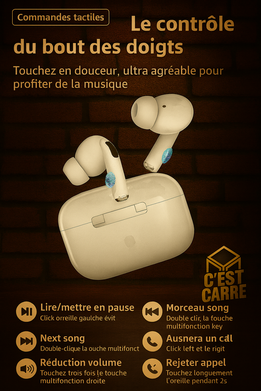 Écouteurs Bluetooth sans fil – Pack Étui & Dragonne Inclus